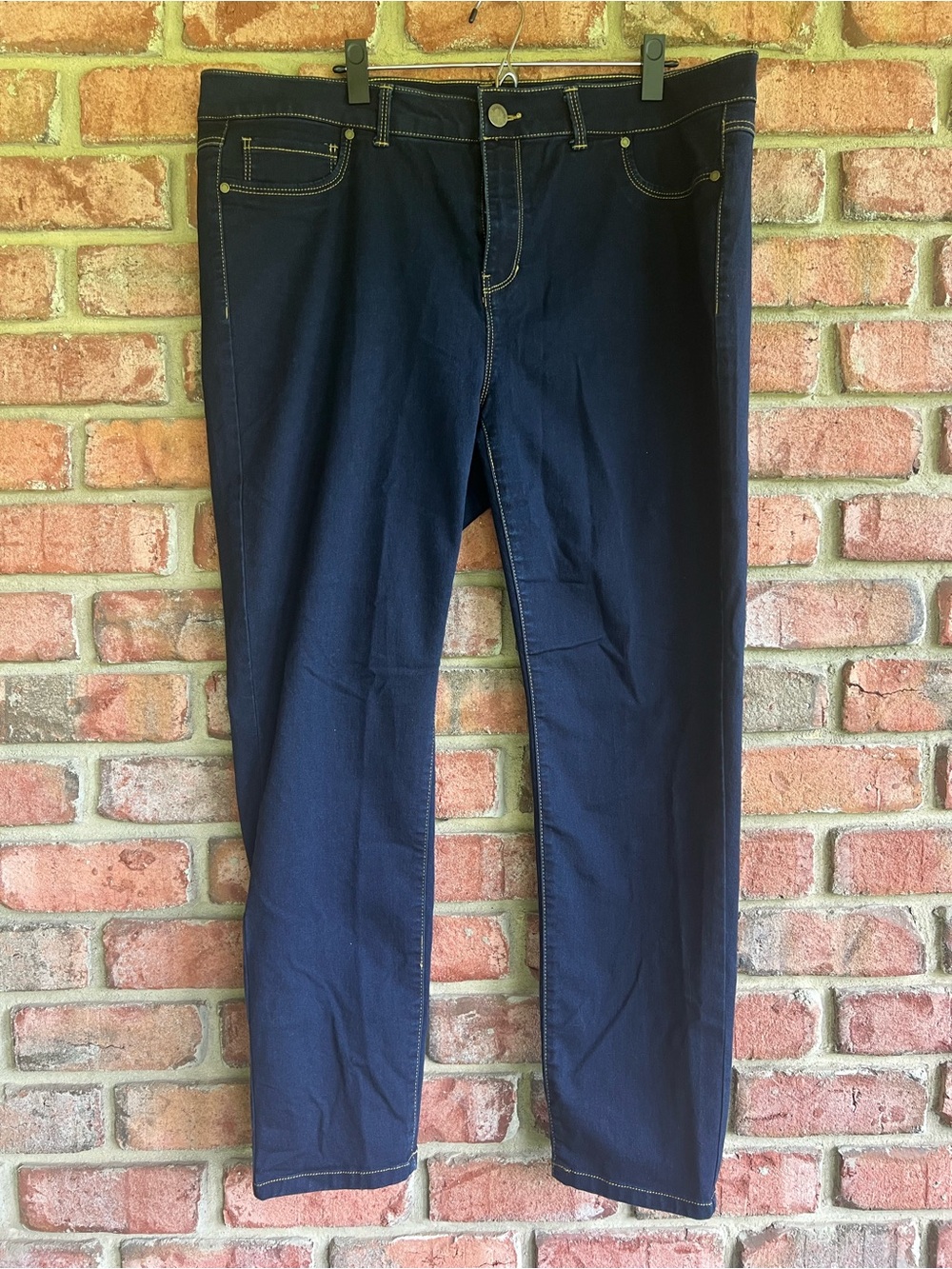 Philosophy Dark Navy Jeans with Yellow Contrast Stitching
